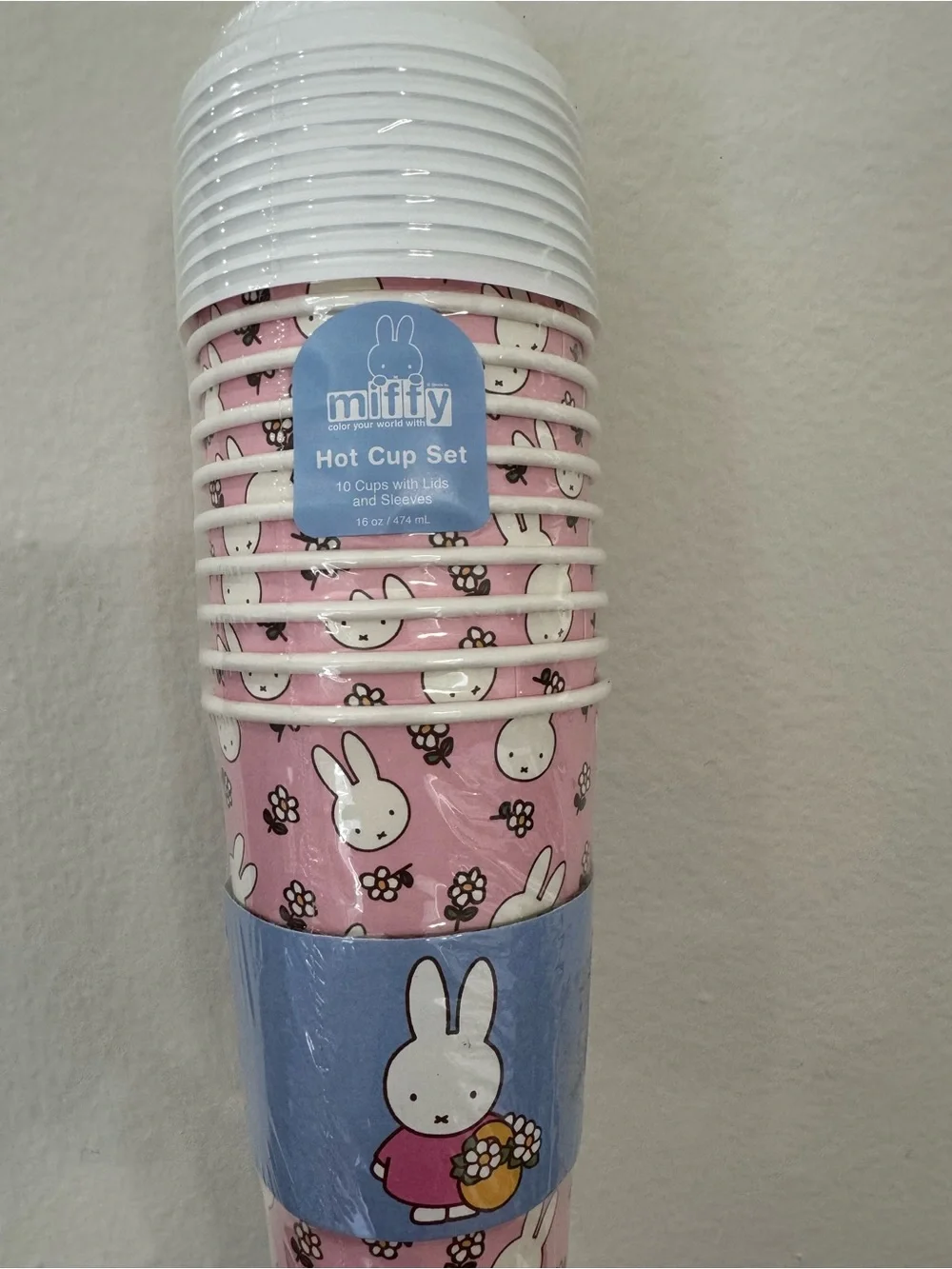miffy Pink & Blue Disposable Hot Cup Set with Bunny Design